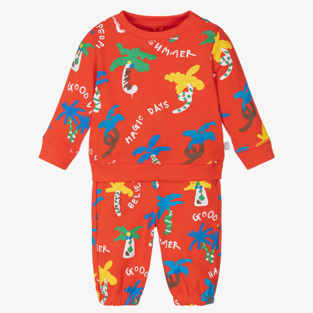 Stella McCartney Kids-Boys Red Cotton Trees Tracksuit | Childrensalon Outlet