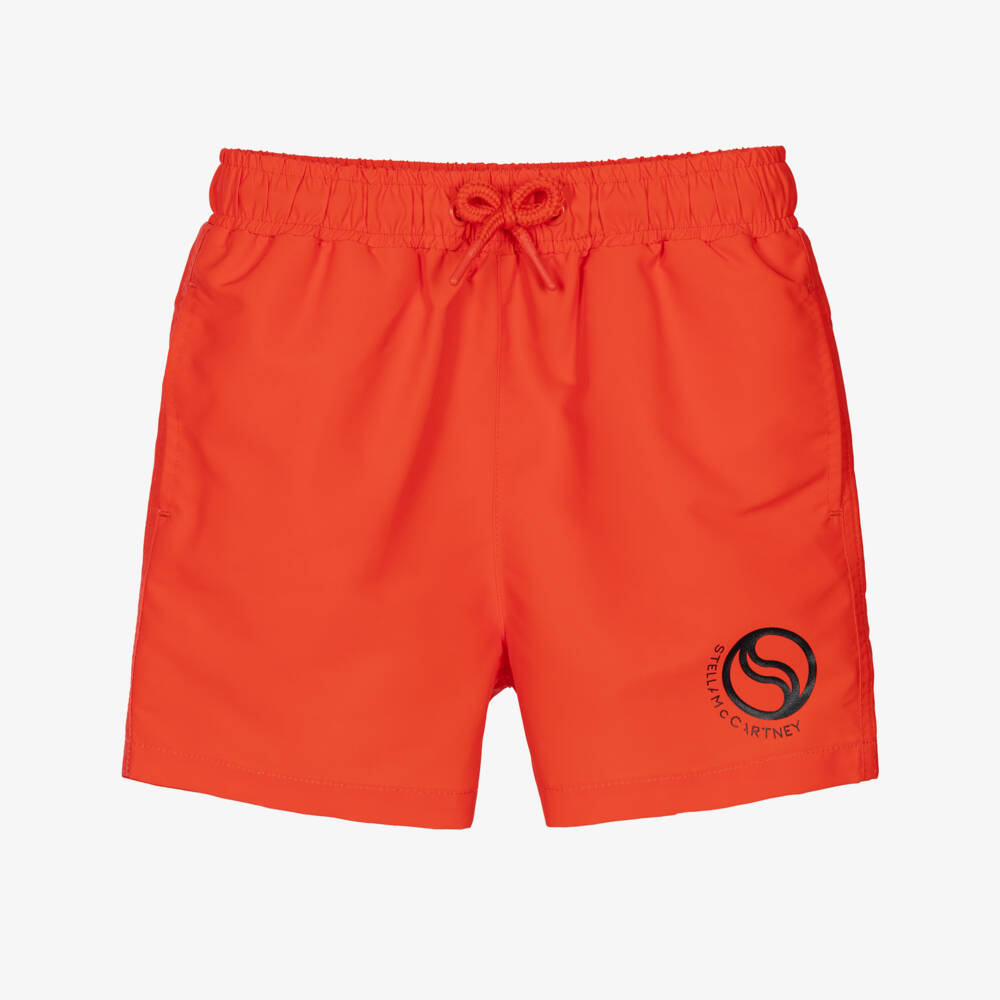 Stella McCartney Kids-Boys Red Logo Swim Shorts | Childrensalon Outlet