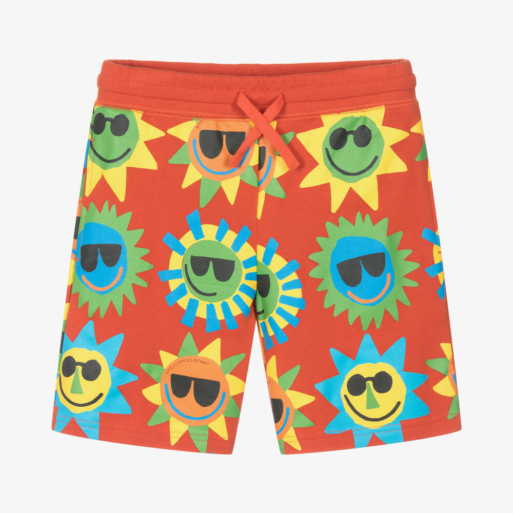 Stella McCartney Kids-Boys Red Sun Organic Cotton Shorts | Childrensalon Outlet