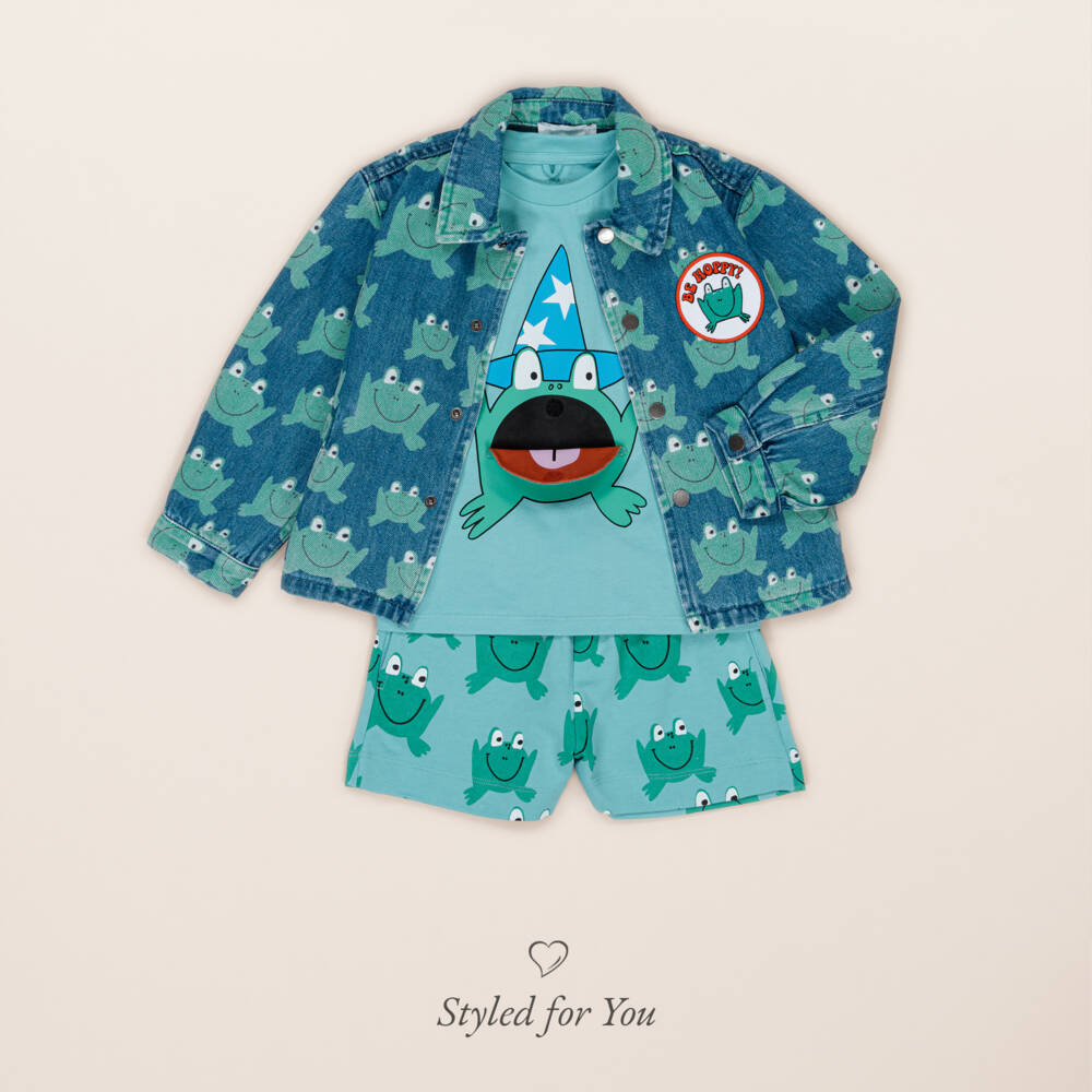 Stella McCartney Kids-Boys' Sky Blue Playful Frog Shorts | Childrensalon Outlet
