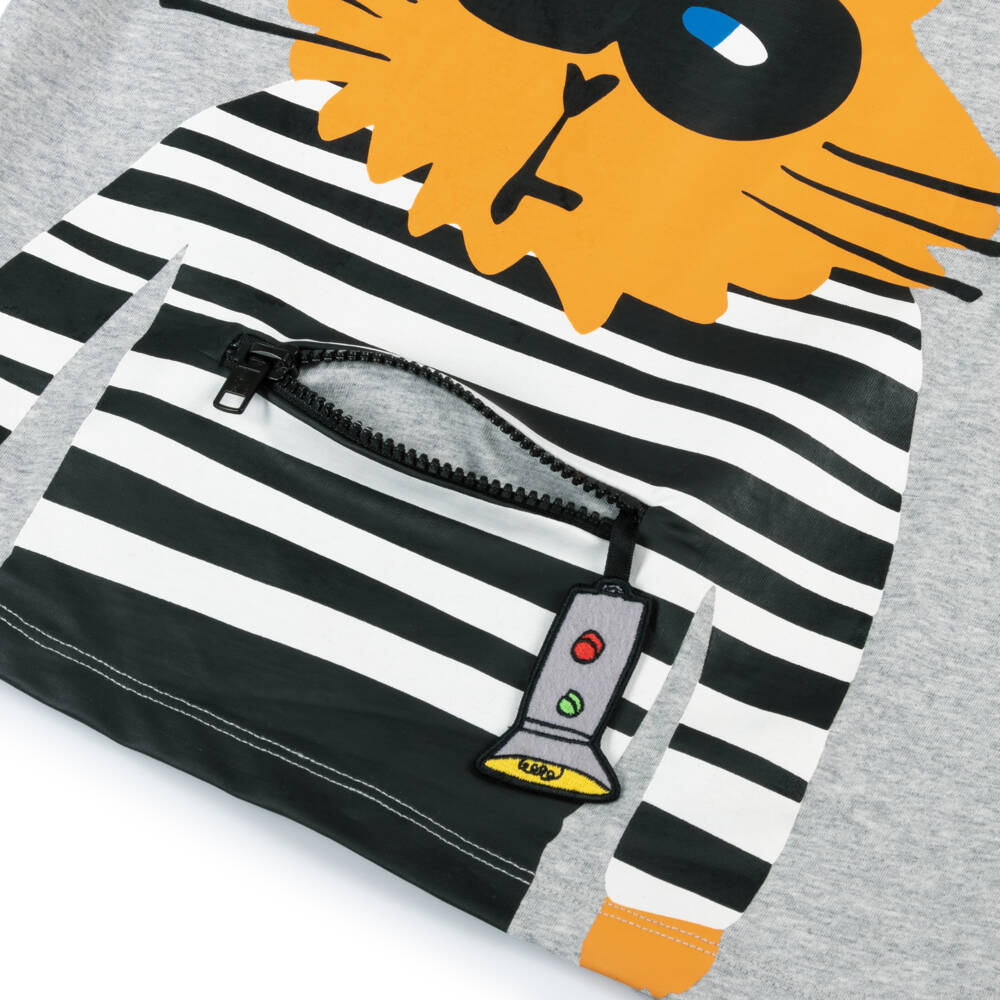 Stella McCartney Kids-Boys Soft Grey Cat Tee | Childrensalon Outlet
