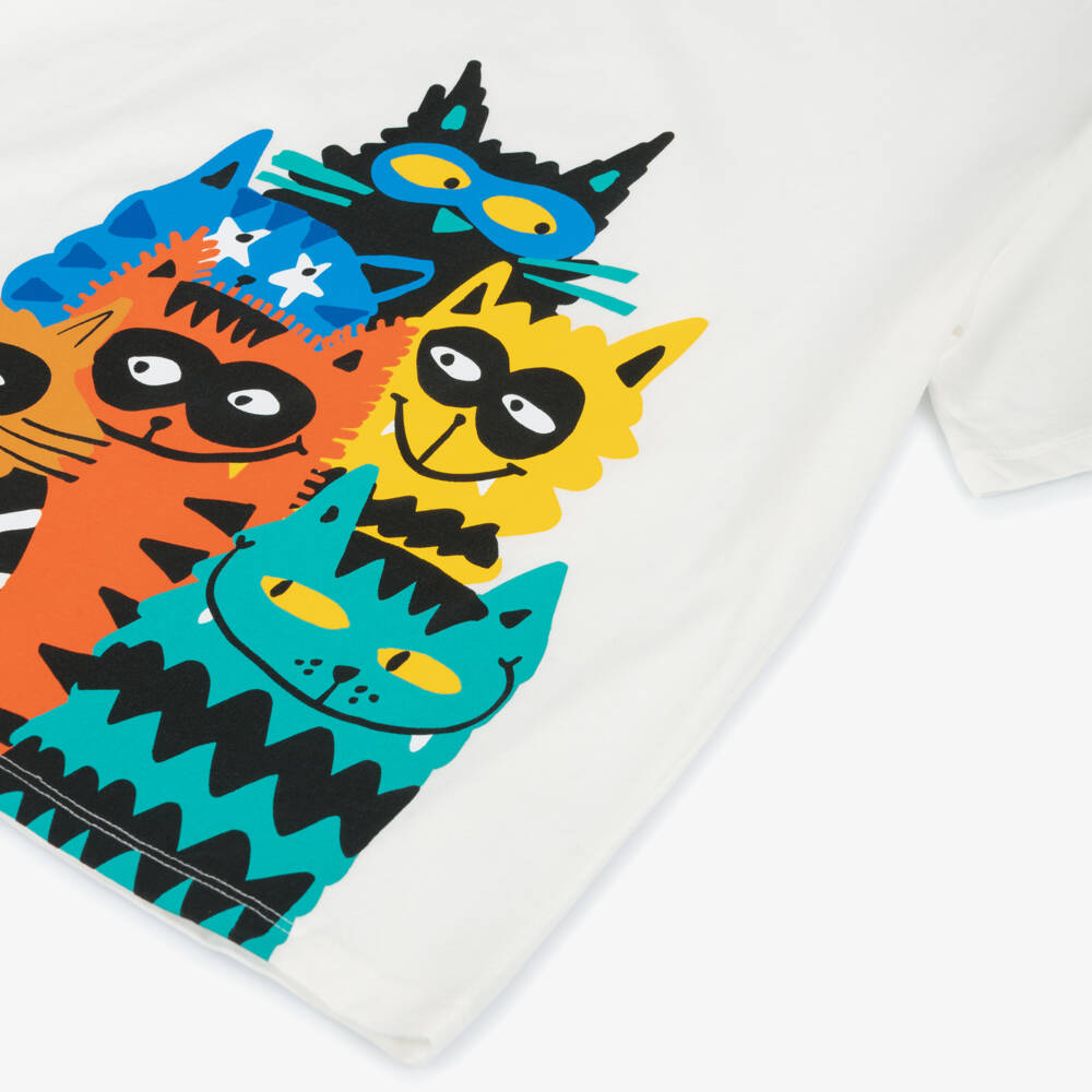 Stella McCartney Kids-Boys Soft Ivory Cat Tee | Childrensalon Outlet
