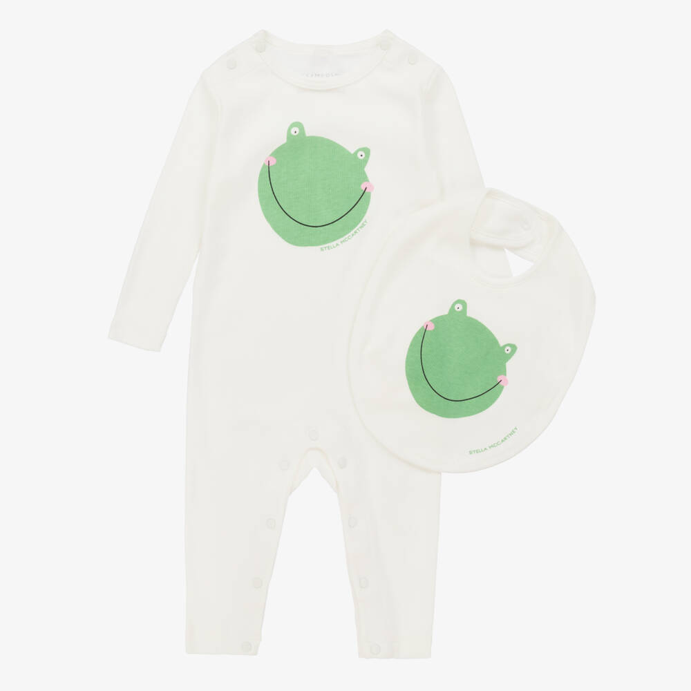 Stella McCartney Kids-Boys Soft Ivory Frog Romper Set | Childrensalon Outlet