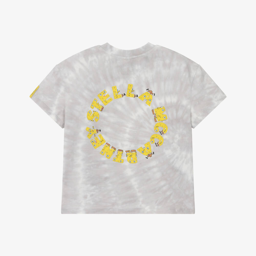 Stella McCartney Kids-تي شيرت قطن رمادي للأولاد بطبعة سبونج بوب | Childrensalon Outlet
