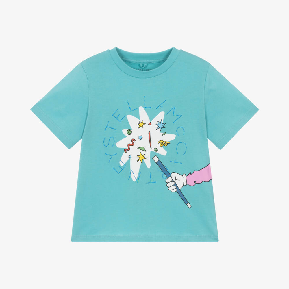 Stella McCartney Kids-تيشيرت صبياني قطن تركواز بعصا سحرية | Childrensalon Outlet