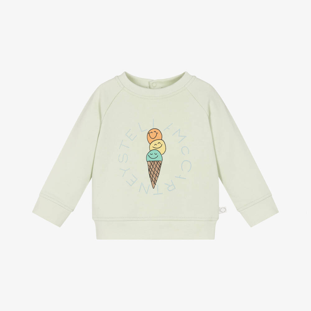 Stella McCartney Kids-Хлопковый свитер с круглым вырезом для мальчиков в зелёном цвете | Childrensalon Outlet