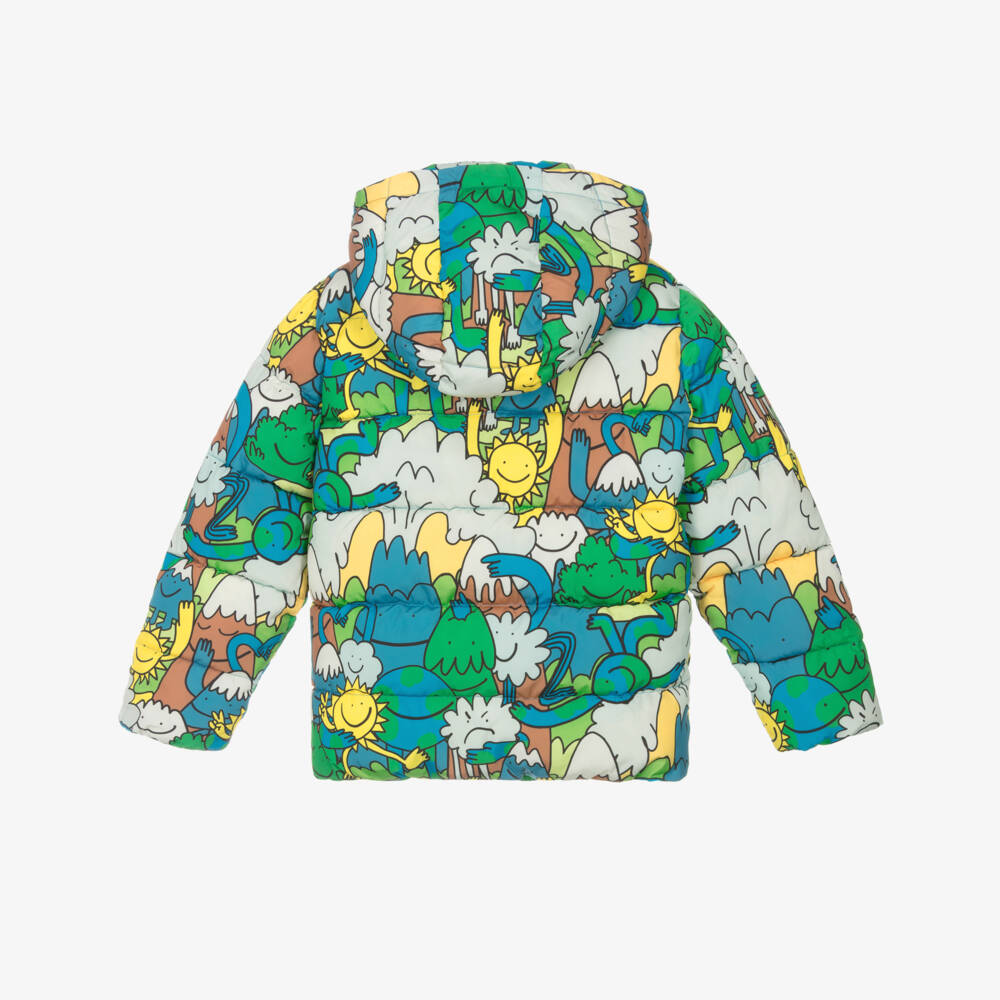 Stella McCartney Kids-Ярко-синий зеленый пуховик для мальчиков | Childrensalon Outlet