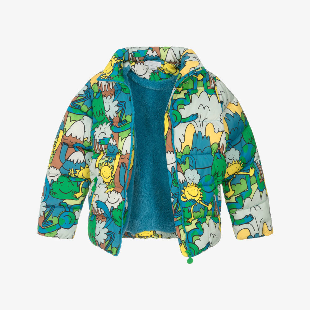 Stella McCartney Kids-Ярко-синий зеленый пуховик для мальчиков | Childrensalon Outlet