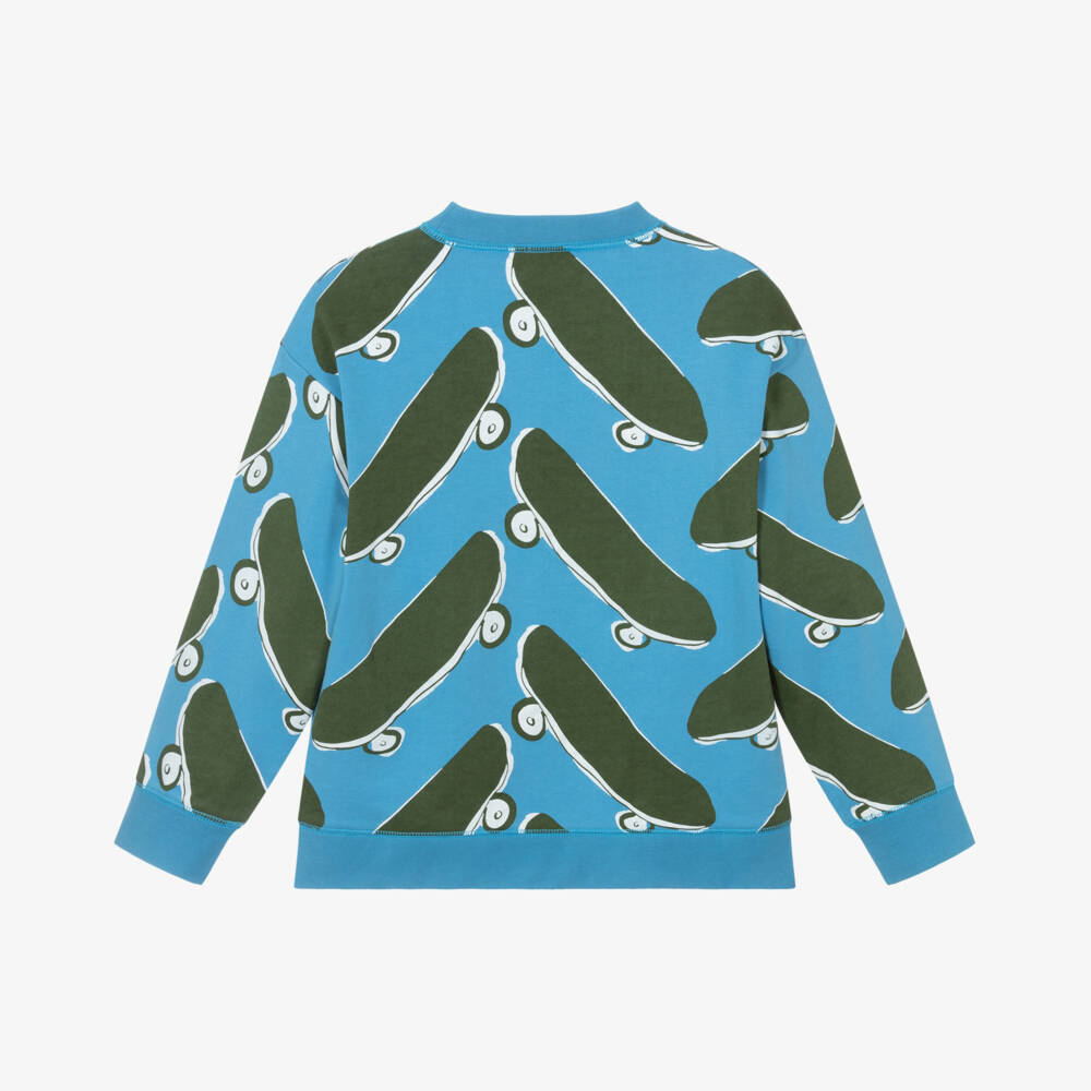 Stella McCartney Kids-Яркий хлопковый пуловер для мальчиков с принтом скейтборда | Childrensalon Outlet