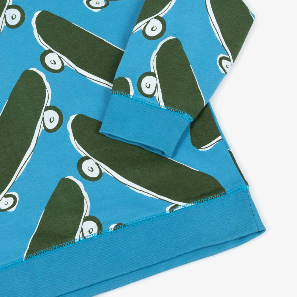 Stella McCartney Kids-Яркий хлопковый пуловер для мальчиков с принтом скейтборда | Childrensalon Outlet