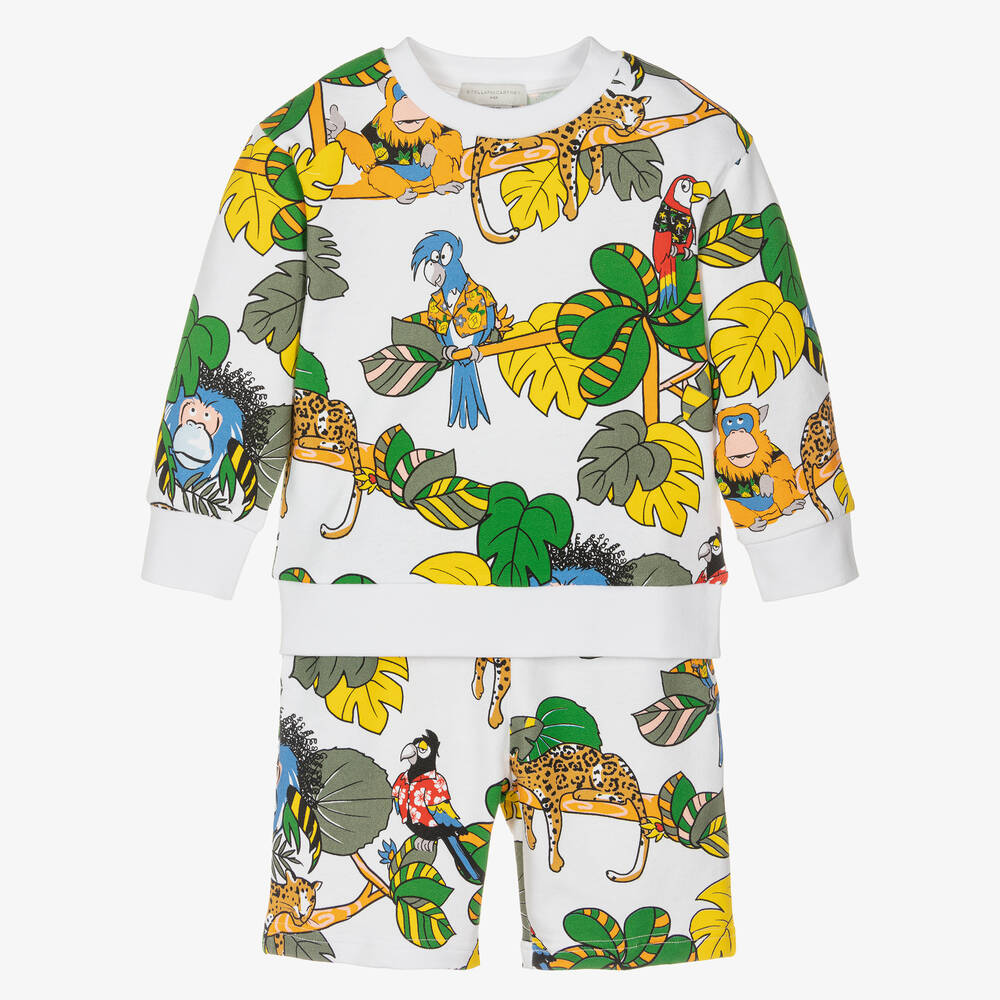 Stella McCartney Kids - Weißes Shorts-Set mit Tieren (J) | Childrensalon