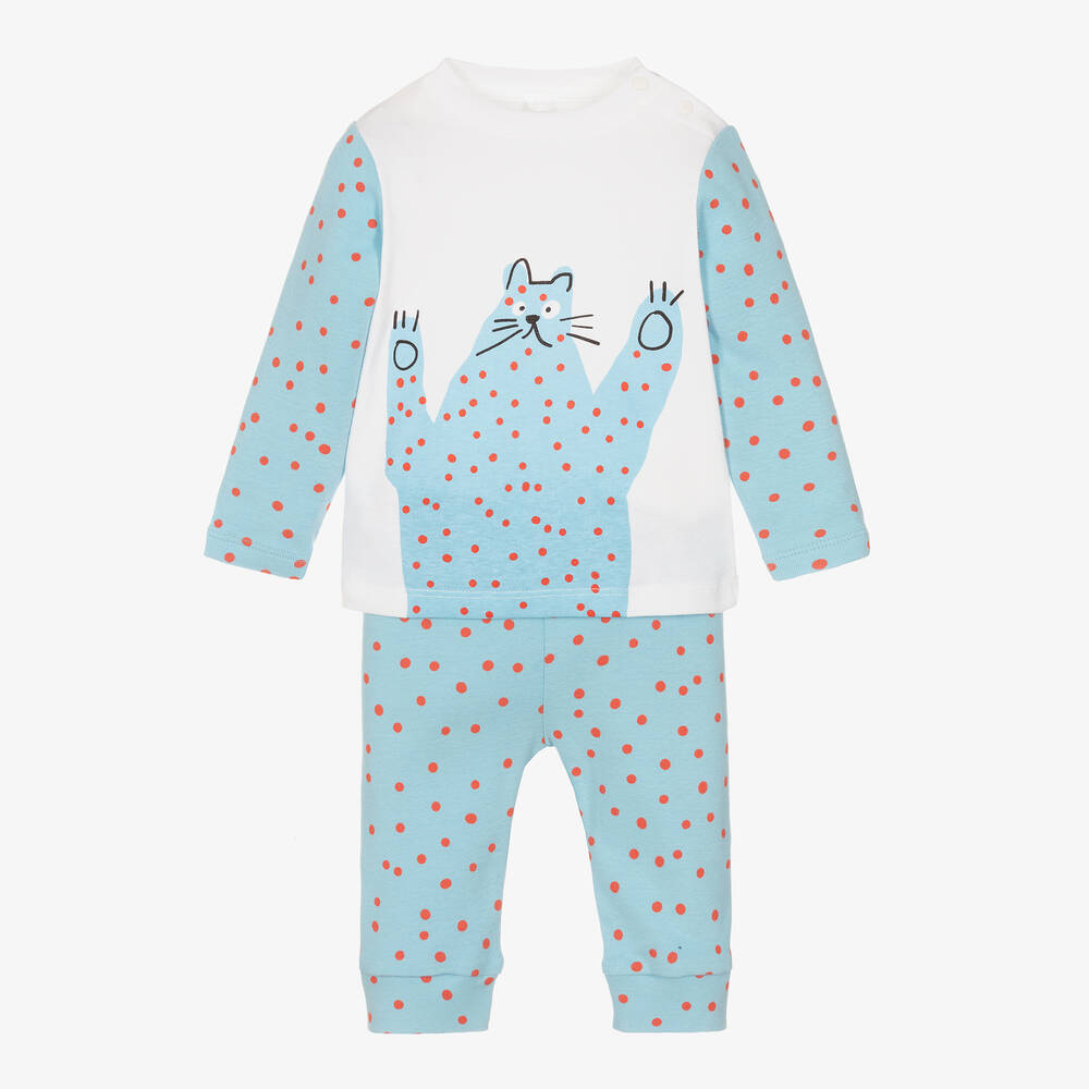 Stella McCartney Kids - Survêtement bleu et blanc chat | Childrensalon