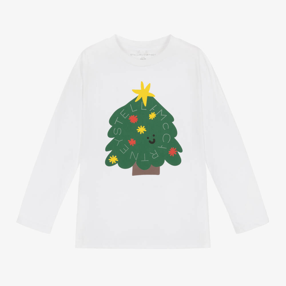 Stella McCartney Kids-Boys White Christmas Tree Top | Childrensalon Outlet