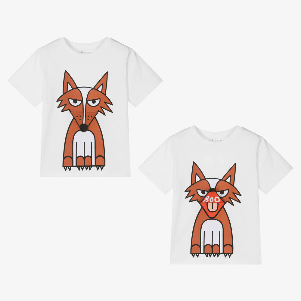 Stella McCartney Kids - Weißes Baumwoll-T-Shirt mit Fuchs | Childrensalon