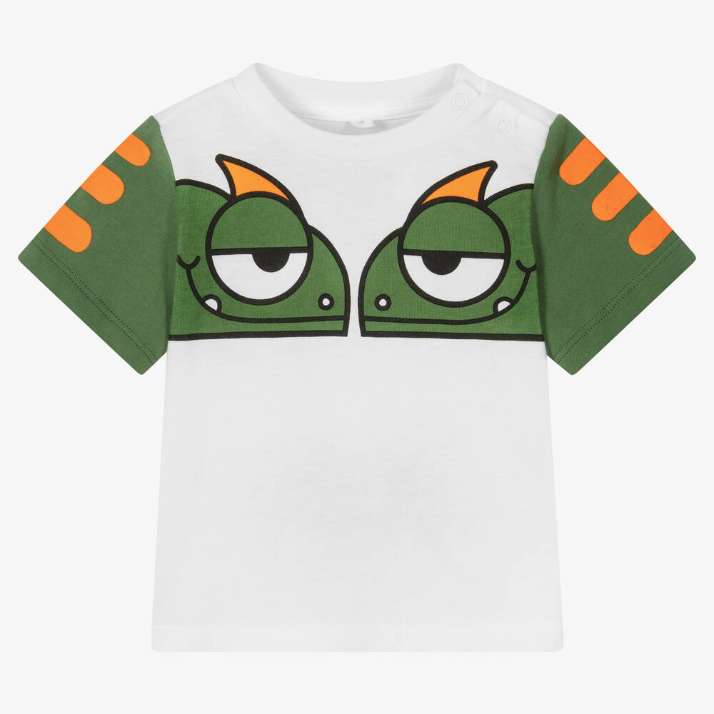 Stella McCartney Kids - Boys White Cotton Gecko T-Shirt | Childrensalon