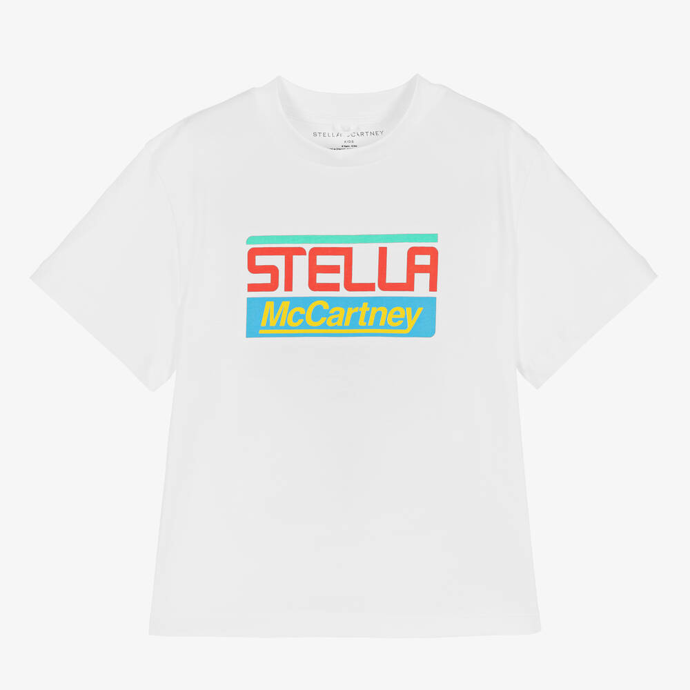 Stella McCartney Kids - تيشيرت قطن عضوي لون أبيض للأولاد | Childrensalon