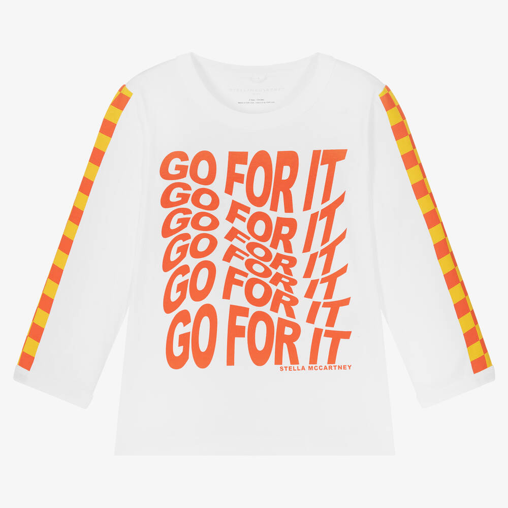 Stella McCartney Kids - Boys White Cotton Motocross Top | Childrensalon