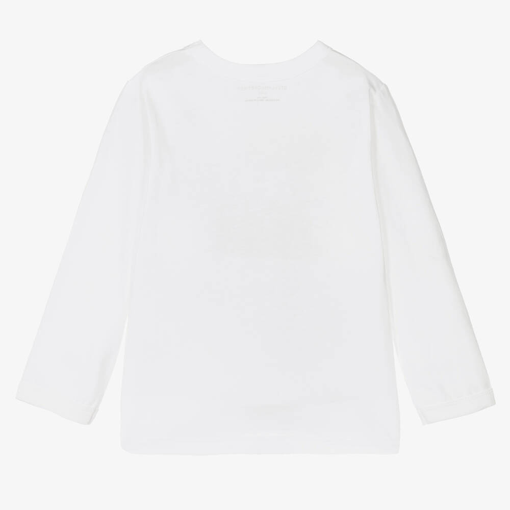 Stella McCartney Kids-Белая хлопковая футболка со слоганом для мальчиков | Childrensalon Outlet