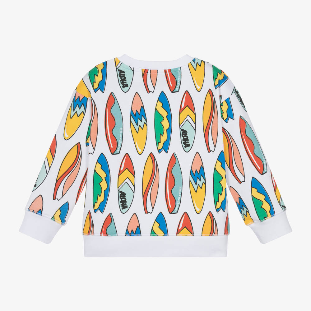 Stella McCartney Kids-Boys White Cotton Surfboard Sweatshirt | Childrensalon Outlet