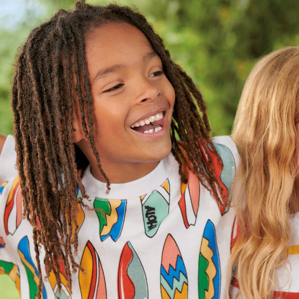 Stella McCartney Kids-Boys White Cotton Surfboard Sweatshirt | Childrensalon Outlet
