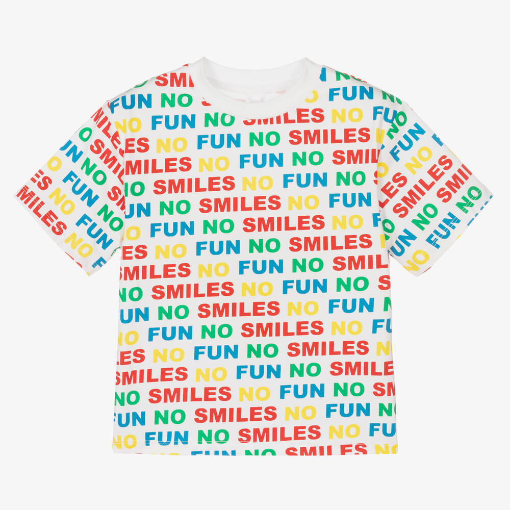 Stella McCartney Kids-تيشيرت قطن عضوي جيرسي لون أبيض للأولاد | Childrensalon Outlet