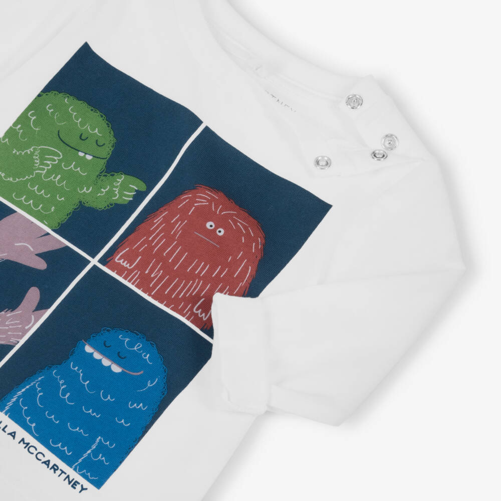 Stella McCartney Kids-Белый хлопковый топ для мальчиков с йети | Childrensalon Outlet