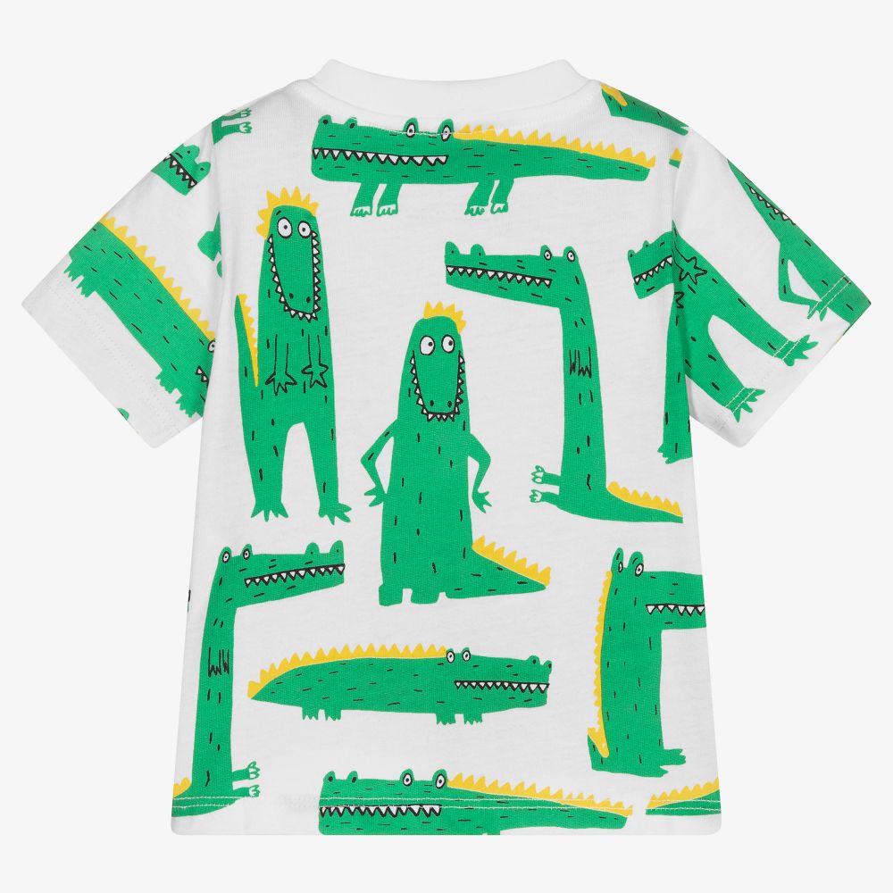 Stella McCartney Kids-Белая футболка с крокодилами для мальчиков | Childrensalon Outlet