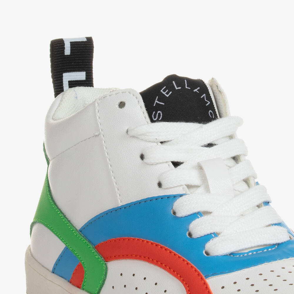 Stella McCartney Kids-Boys White Faux Leather High-Top Trainers | Childrensalon Outlet