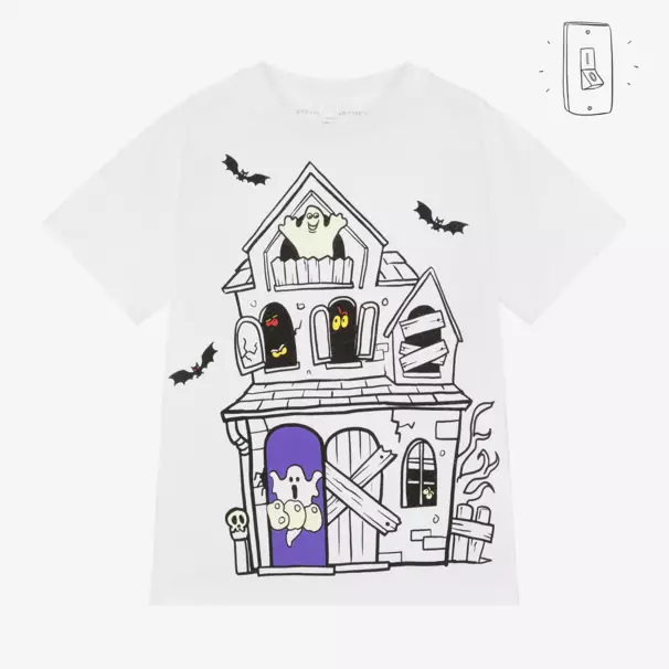 Stella McCartney Kids-Boys White Ghostly Mansion Tee | Childrensalon Outlet