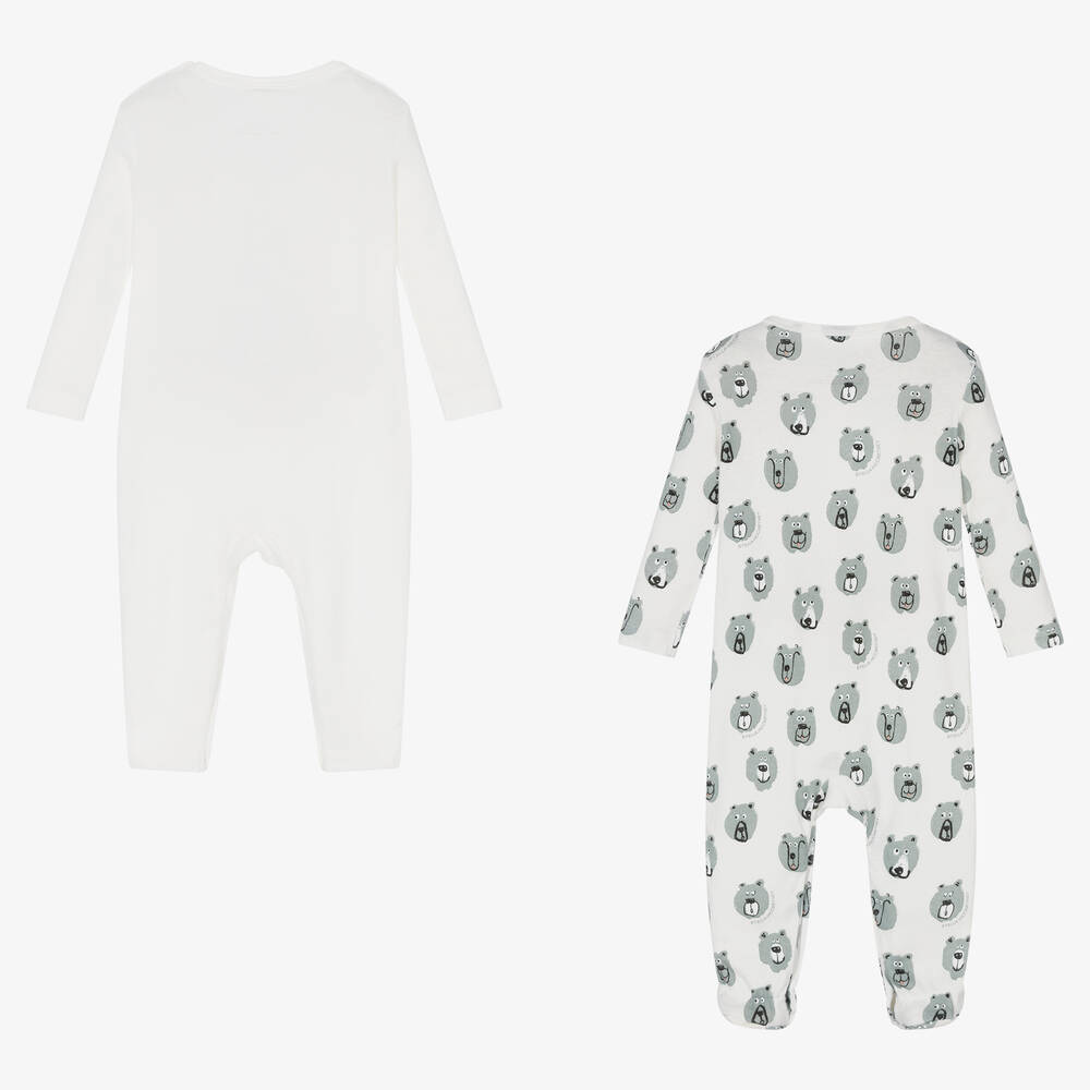 Stella McCartney Kids-بِدلة أفرول قطن عضوي لون أبيض ورمادي للمواليد (عدد 2) | Childrensalon Outlet