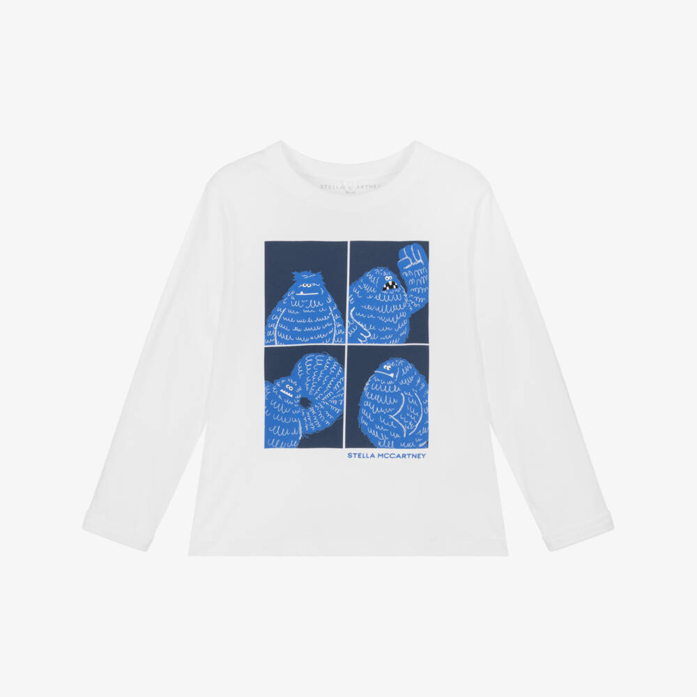 Stella McCartney Kids-Boys White Long Sleeve Yeti Top | Childrensalon Outlet