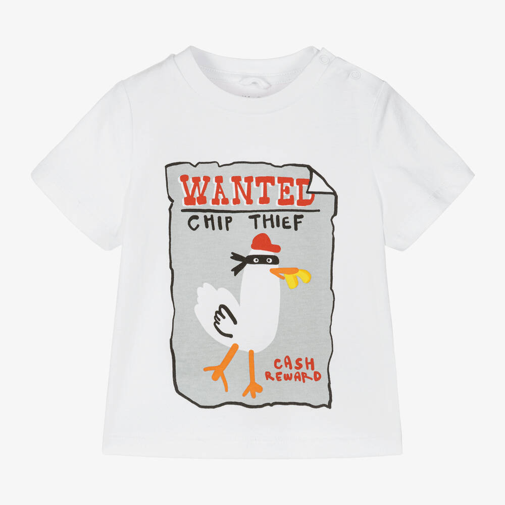 Stella McCartney Kids-تيشيرت قطن عضوي لون أبيض للأولاد | Childrensalon Outlet