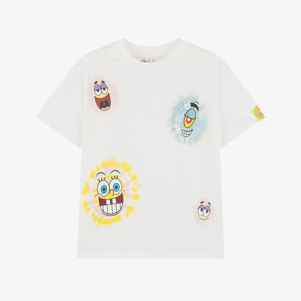 Stella McCartney Kids-تي شيرت قطن أبيض للأولاد بطبعة سبونج بوب | Childrensalon Outlet