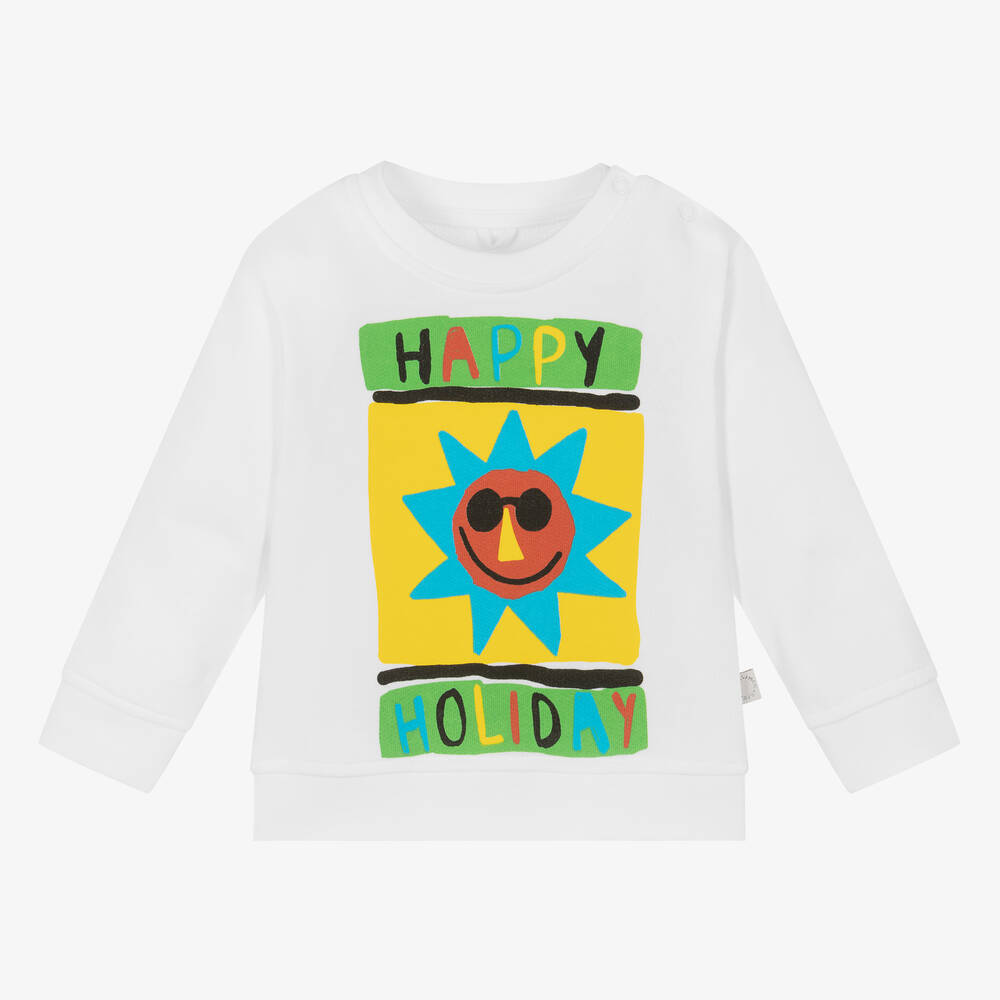 Stella McCartney Kids-Boys White Sun Organic Cotton Sweatshirt | Childrensalon Outlet