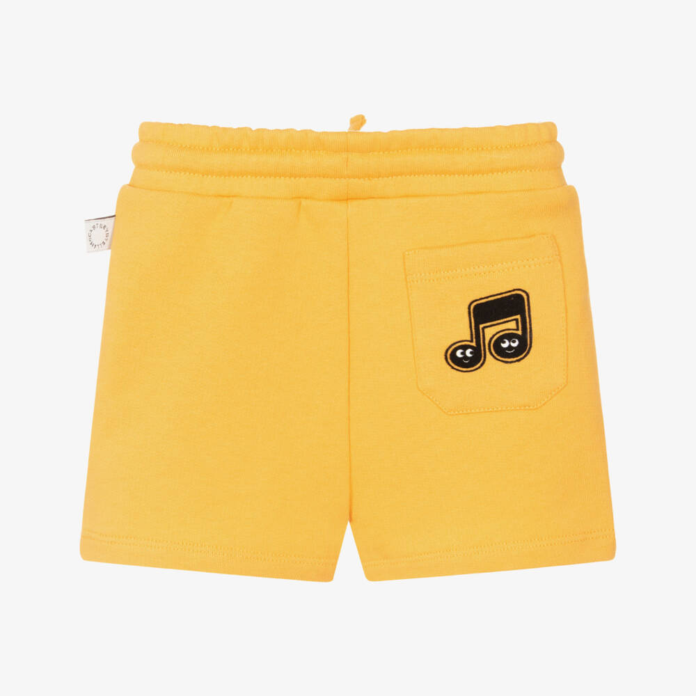 Stella McCartney Kids-Boys Yellow Cotton Music Note Shorts | Childrensalon Outlet