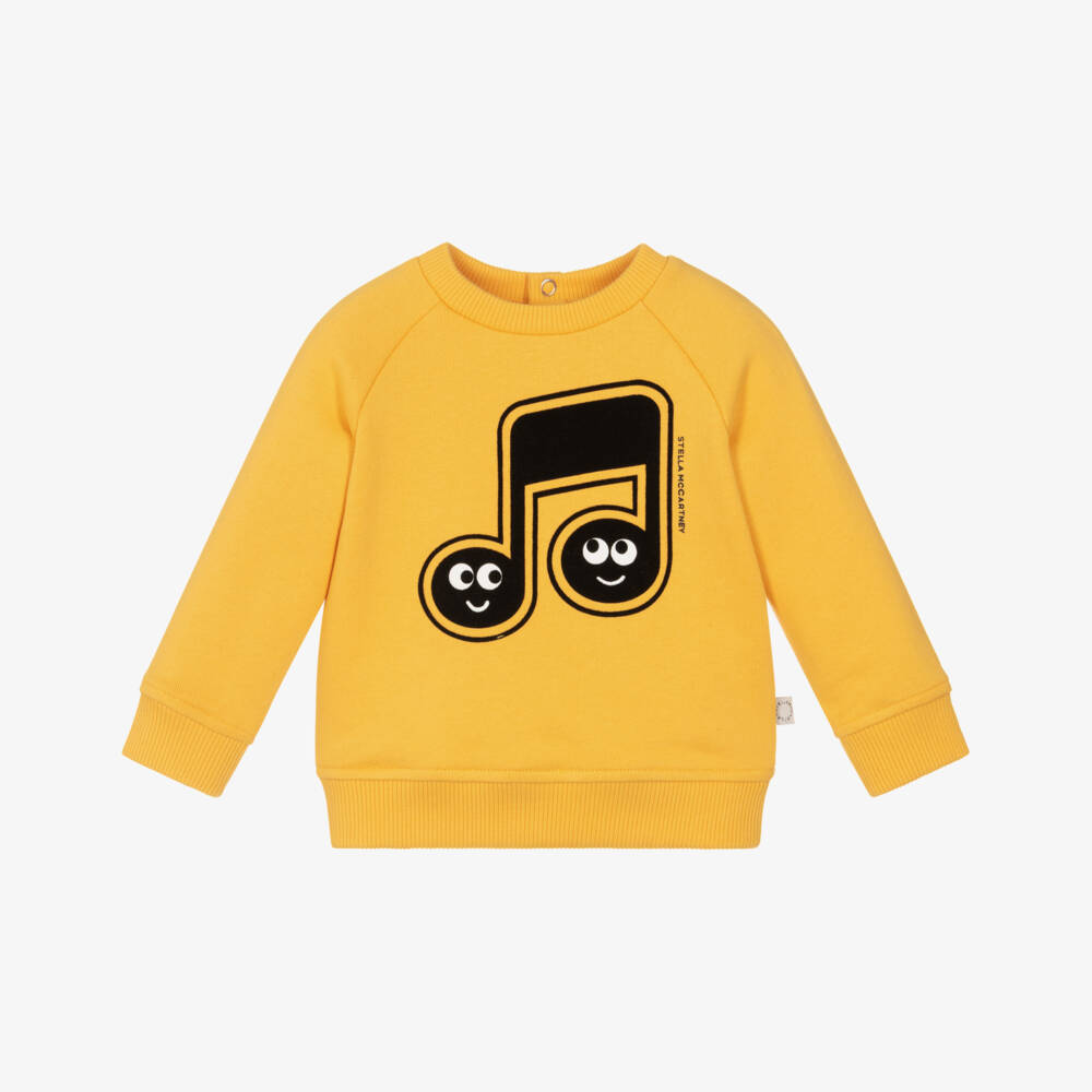 Stella McCartney Kids-Boys Yellow Cotton Music Note Sweatshirt | Childrensalon Outlet