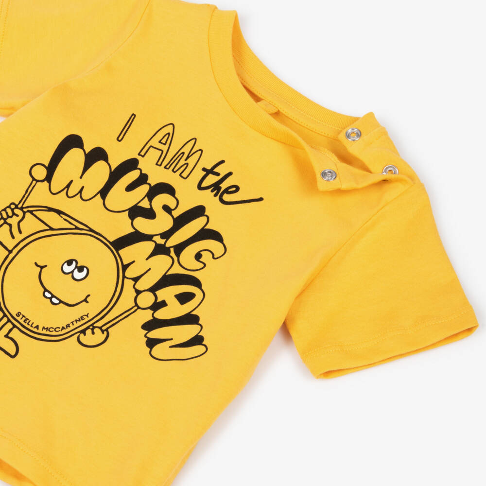 Stella McCartney Kids-Boys Yellow Music Man Cotton T-Shirt | Childrensalon Outlet