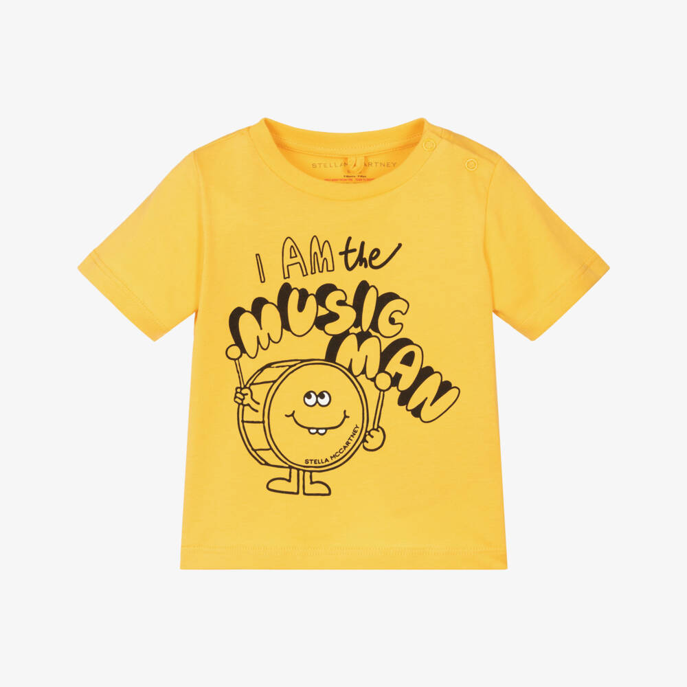 Stella McCartney Kids-Boys Yellow Music Man Cotton T-Shirt | Childrensalon Outlet