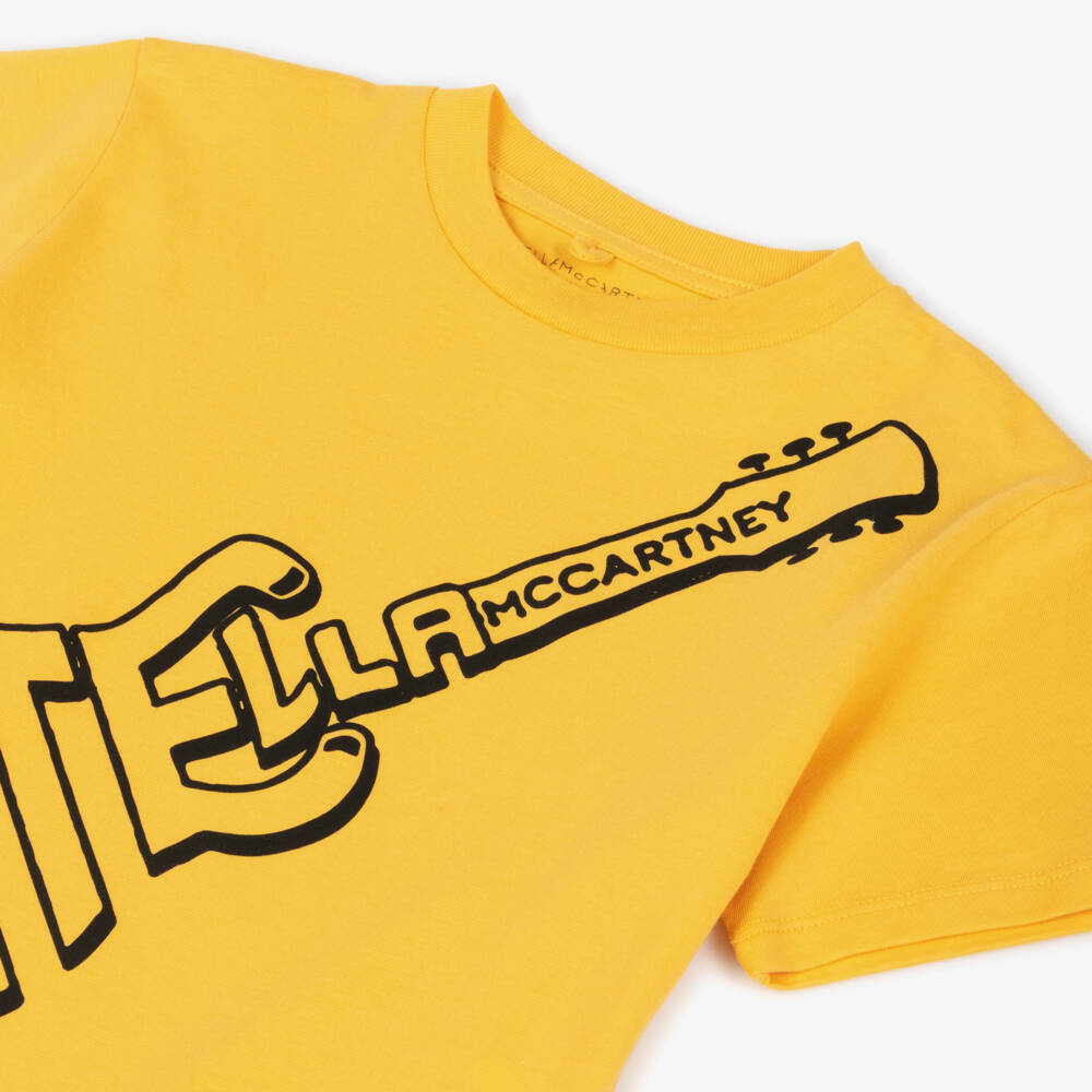 Stella McCartney Kids-Boys Yellow Stella Guitar Cotton T-Shirt | Childrensalon Outlet