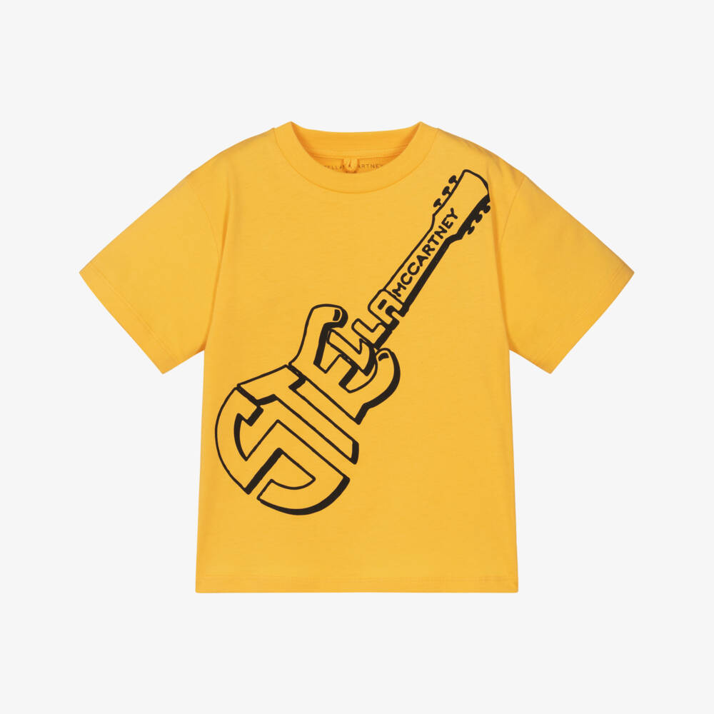 Stella McCartney Kids-Boys Yellow Stella Guitar Cotton T-Shirt | Childrensalon Outlet