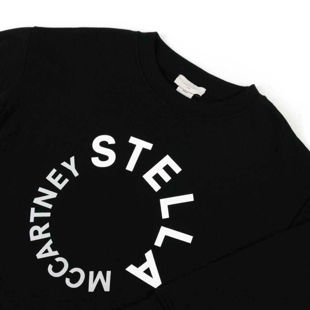 Stella McCartney Kids-سويت شيرت قطني أسود كلاسيكي | Childrensalon Outlet