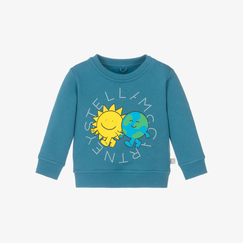 Stella McCartney Kids-بلوزة قطنية زرقاء بألوان الأرض | Childrensalon Outlet