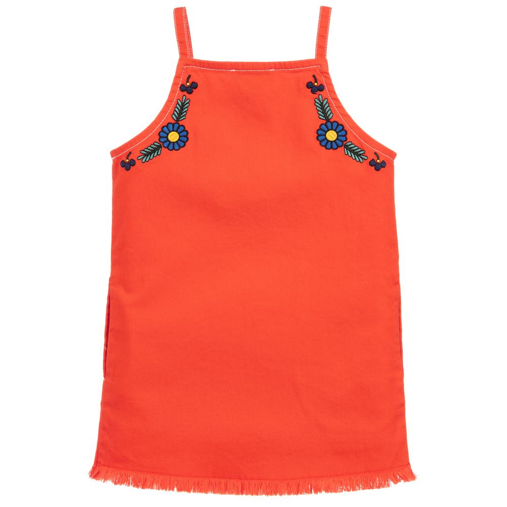 Stella McCartney Kids-Embroidered Red Denim Dress | Childrensalon Outlet