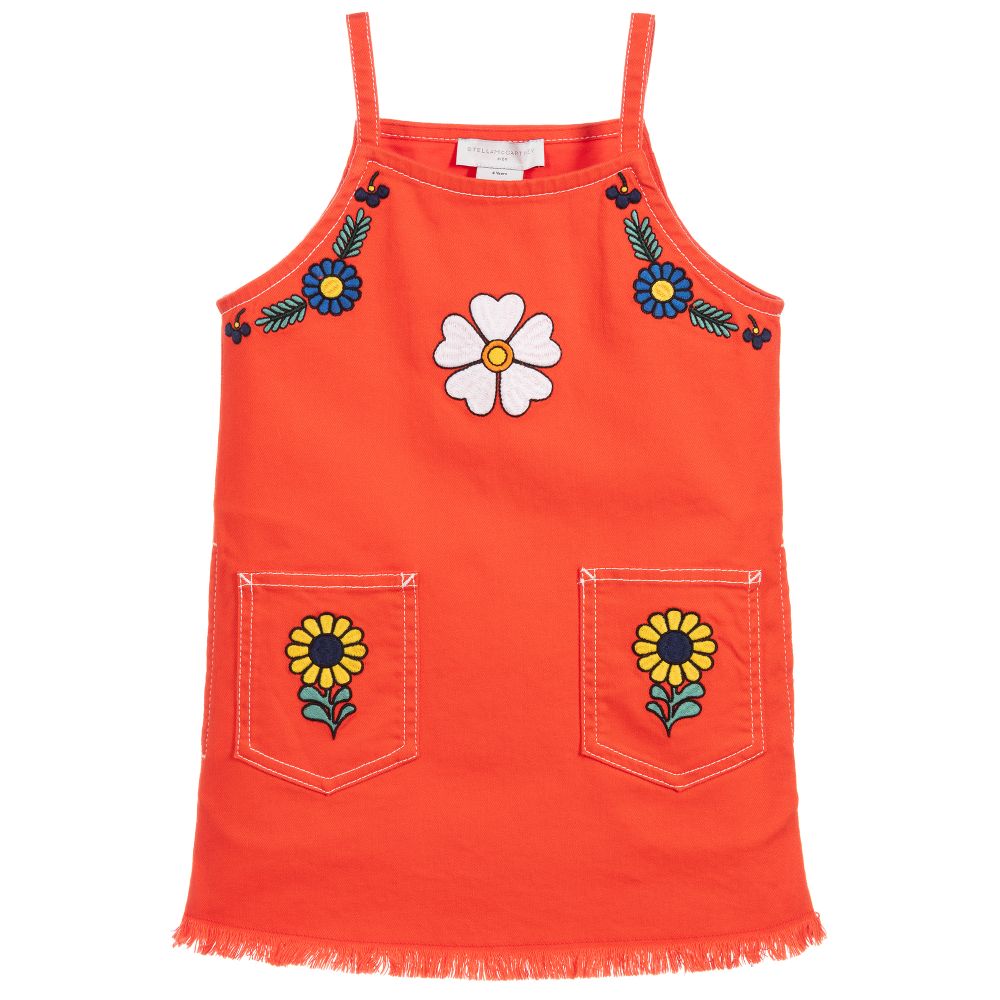 Stella McCartney Kids - Embroidered Red Denim Dress | Childrensalon