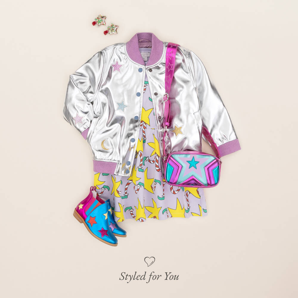Stella McCartney Kids-Girl Pink & Blue Metallic Star Shoulder Bag (18cm) | Childrensalon Outlet