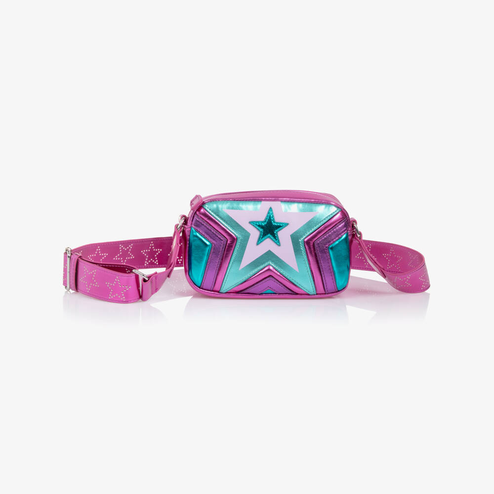 Stella McCartney Kids-Girl Pink & Blue Metallic Star Shoulder Bag (18cm) | Childrensalon Outlet