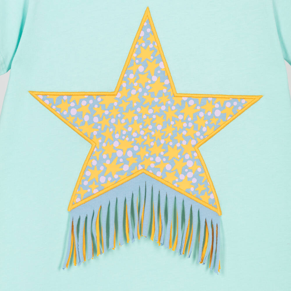 Stella McCartney Kids-Girls Aqua Blue Cotton T-Shirt Dress | Childrensalon Outlet