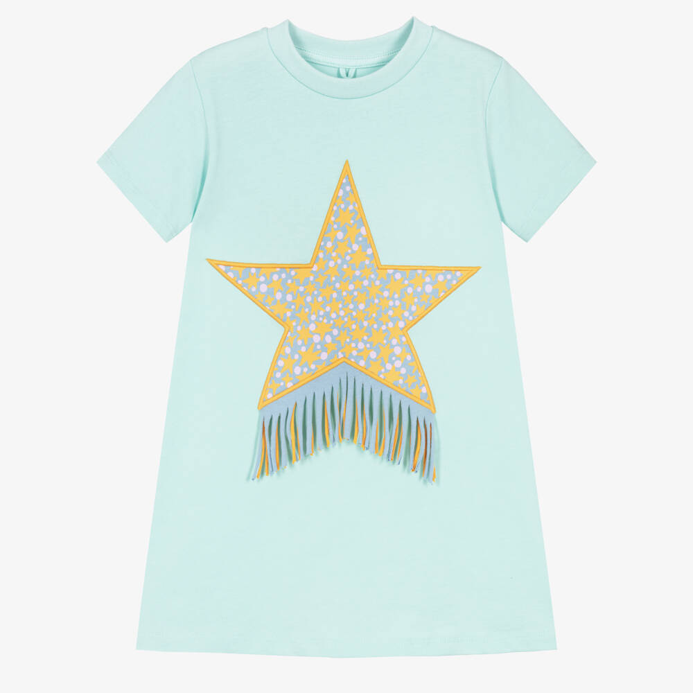 Stella McCartney Kids-Girls Aqua Blue Cotton T-Shirt Dress | Childrensalon Outlet