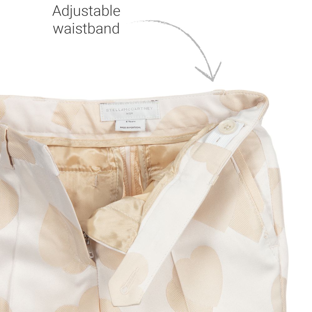 Stella McCartney Kids-Бежевые брюки с сердечками для девочек | Childrensalon Outlet