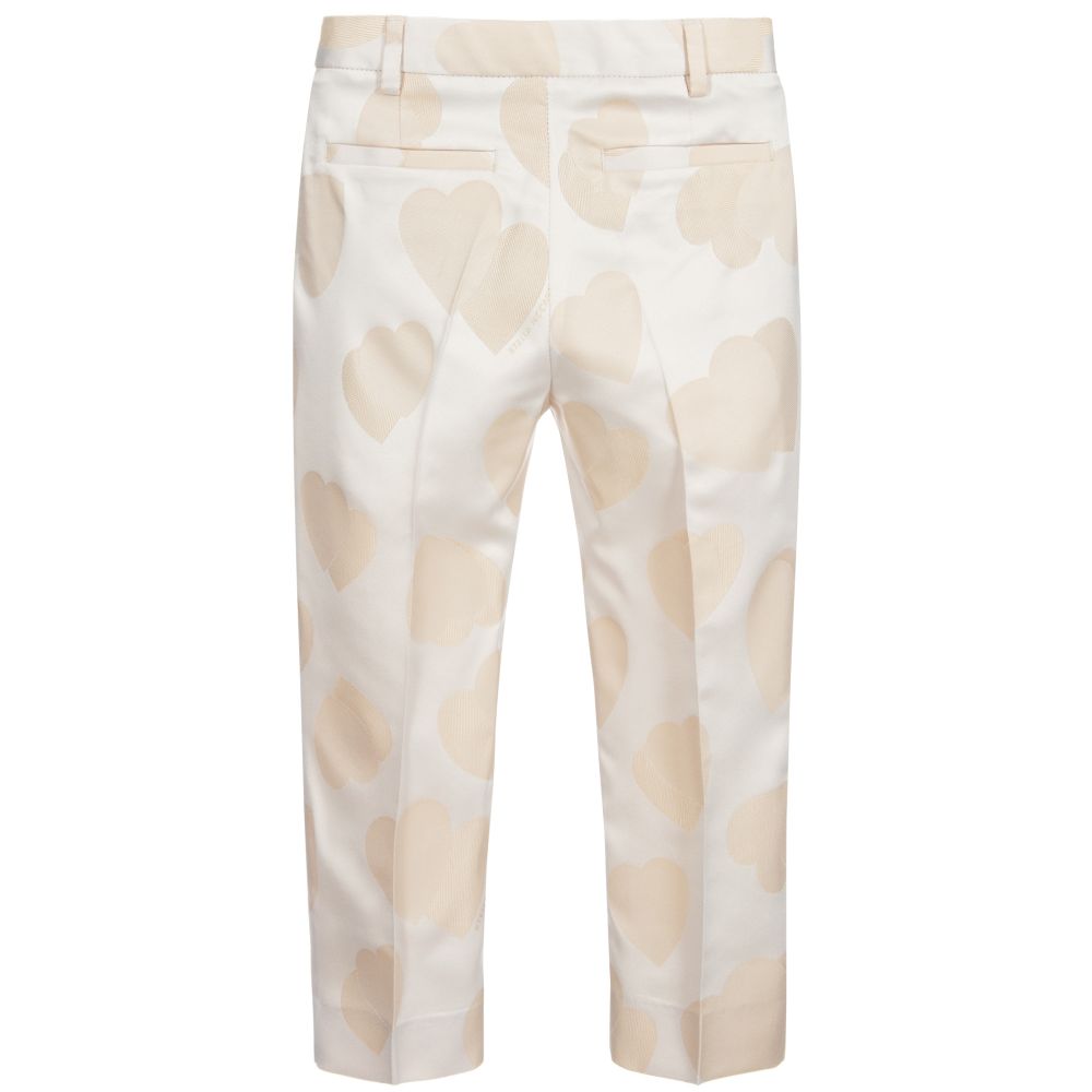 Stella McCartney Kids-Бежевые брюки с сердечками для девочек | Childrensalon Outlet